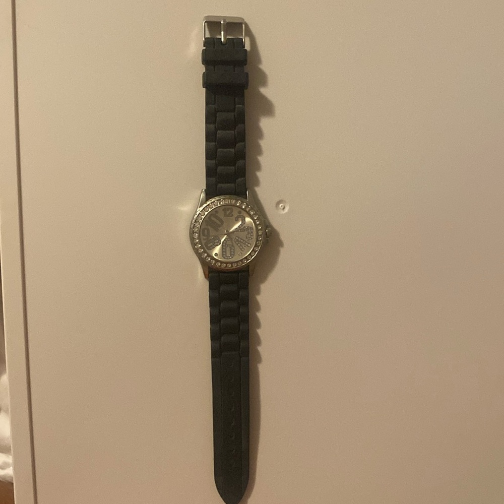 Rue Watch with all bling.  Rubber like band. Stainless steel back. RU1006